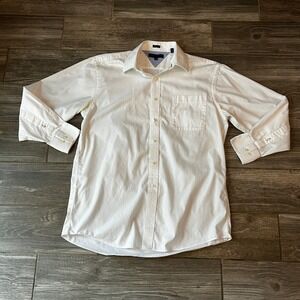 Tommy Hilfiger Mens White Button Down Shirt Regular 16 32-33 Long Sleeve Cotton